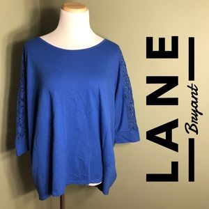18/20 Lane Bryant shirt in blue with lace inserts